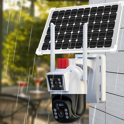 Solar Panel Security Camera with Motion Detection 2 Lens Surveillance Camera Monitor