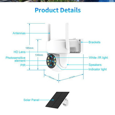 Wireless Solar Camera 1080P Outdoor Security Camera Weatherproof Two Way Audio